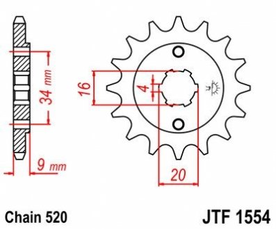 Передняя звезда 14зуб. Hyosung GT125/GV250 JT MOTO 102-429-14 (фото 1)