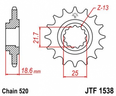 Передня зірка 15зуб. Z750`04-/Z750S`05- JT MOTO 104-465-15 (фото 1)