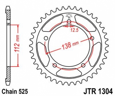 Звезда 41зуб. CBF500/VT750C2`97-/VTR1000F JT MOTO 111-554-41 (фото 1)