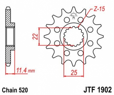 Передняя звезда 15зуб. KTM 620SC/LC4 660 JT MOTO 105-412-15 (фото 1)