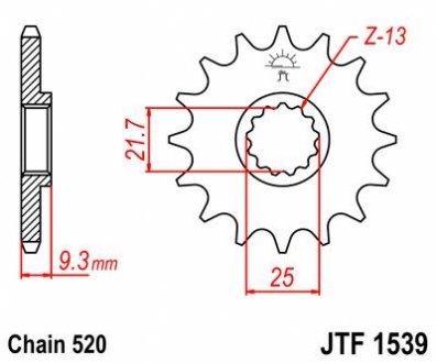 Передняя звезда 14зуб. EX250R Ninja`08- JT MOTO 104-469-14 (фото 1)