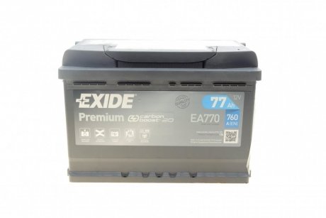 Акумулятор Преміум - 77Ah| EN 760 | 278x175x190 (ДхШхВ) EXIDE EA770 (фото 1)