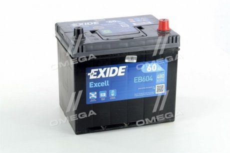 Акумулятор 60Ah-12v EXCELL (230х172х220), R, EN480 Азія EXIDE EB604 (фото 1)