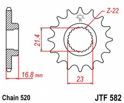 Передняя звезда 16зуб. XJ600Diversion JT MOTO 102-482-16 (фото 1)