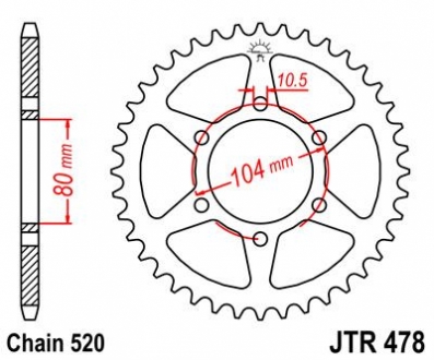 Звезда 46зуб. Versys650/ER6f/ER6n`06- JT MOTO 114-463-46 (фото 1)