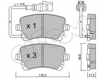 Колодка торм. VW T5 (7HM, 7HB, 7HJ) задн. CIFAM 822-554-0 (фото 1)
