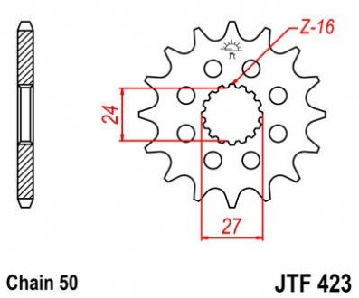 Передняя звезда 17зуб. GSX-R1000`09- JT MOTO 103-614-17 (фото 1)
