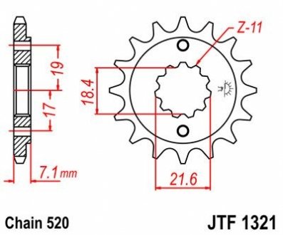 Передняя звезда 14зуб. CBR 250R 11- JT MOTO 101-442-14 (фото 1)