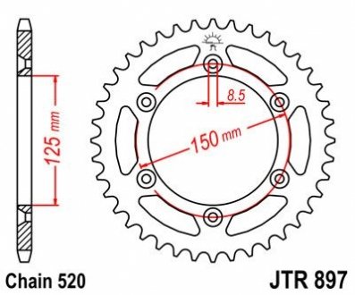 Звезда 42зуб. KTM Duke / LC4 / EGSE JT MOTO 115-464-42 (фото 1)