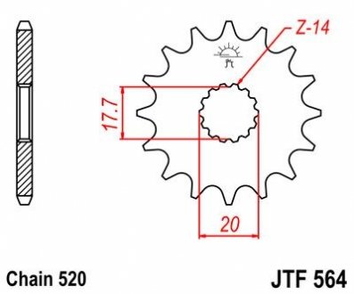 Передняя звезда 13зуб. YZ125 `87- JT MOTO 102-411-13 (фото 1)