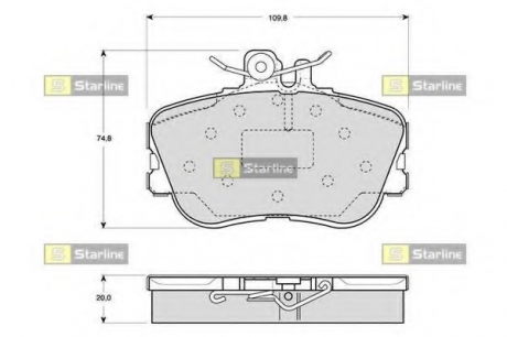 Колодки тормозные дисковые, к-кт. STARLINE BD S818P (фото 1)