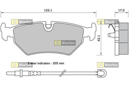 Колодки тормозные дисковые, к-кт. STARLINE BD S396 (фото 1)