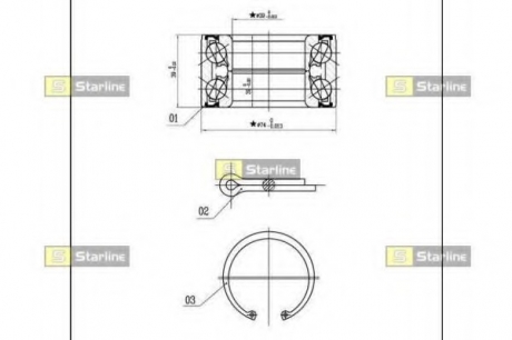 Подшипник ступицы колеса, к-кт. STARLINE LO 03410 (фото 1)