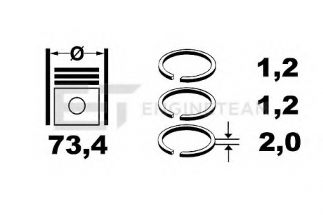 Набір кілець поршневих ET ENGINETEAM R1003600 (фото 1)