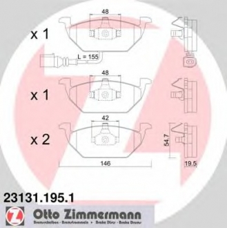 Колодки гальмівні дискові, к-кт ZIMMERMANN 23131.195.1 (фото 1)