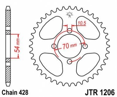Звезда 42зуб. CBR125R `04-10 JT MOTO 111-347-42 (фото 1)