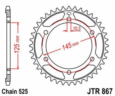 Звезда 43зуб. TDM850 `99-01 JT MOTO 112-566-43 (фото 1)