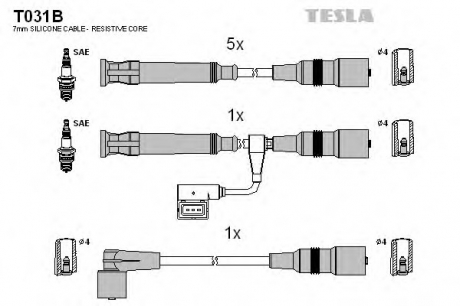 Комплект высоковольтных проводов TESLA T031B (фото 1)