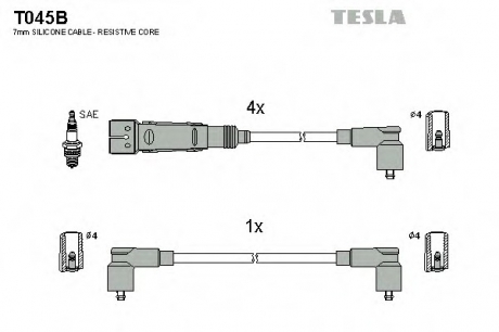 Комплект высоковольтных проводов TESLA T045B (фото 1)