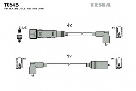 Комплект высоковольтных проводов TESLA T054B (фото 1)