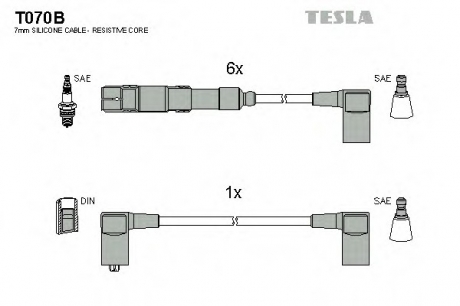 Комплект высоковольтных проводов TESLA T070B (фото 1)