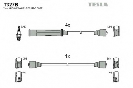 Комплект высоковольтных проводов TESLA T327B (фото 1)