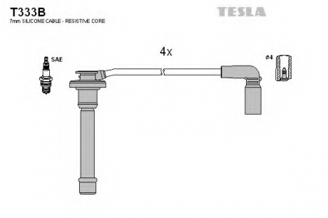 Комплект высоковольтных проводов TESLA T333B (фото 1)