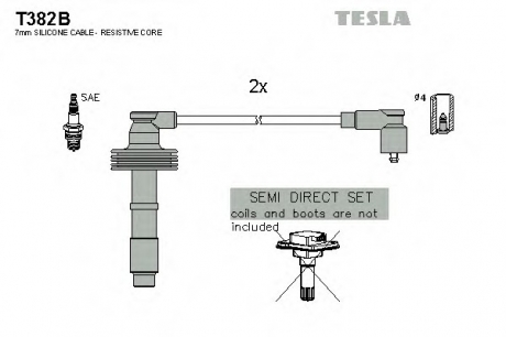 Комплект высоковольтных проводов TESLA T382B (фото 1)