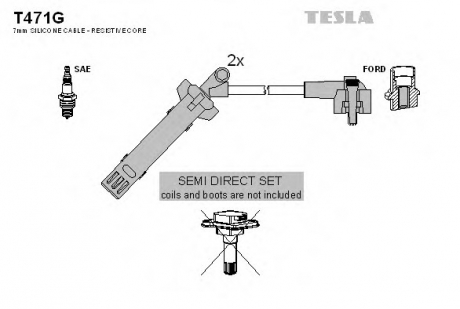 Комплект высоковольтных проводов TESLA T471G (фото 1)