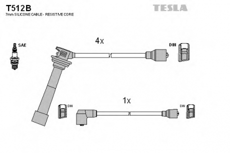 Комплект высоковольтных проводов TESLA T512B (фото 1)