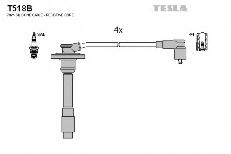 Комплект высоковольтных проводов TESLA T518B (фото 1)