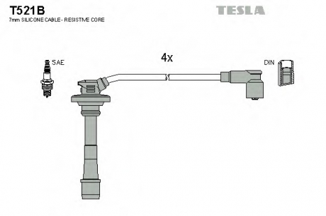Комплект высоковольтных проводов TESLA T521B (фото 1)