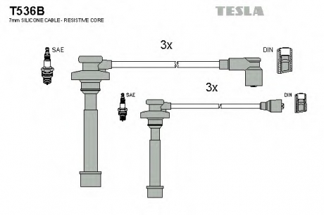 Комплект высоковольтных проводов TESLA T536B (фото 1)