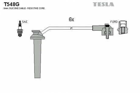 Комплект высоковольтных проводов TESLA T548G (фото 1)