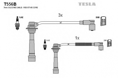 Комплект высоковольтных проводов TESLA T556B (фото 1)