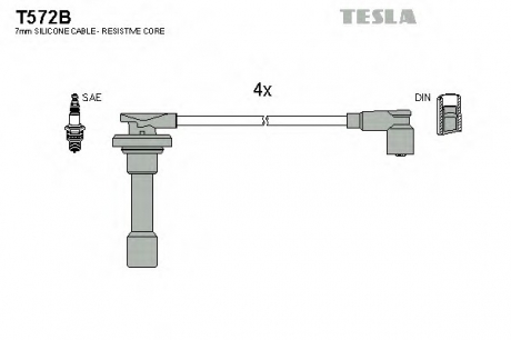 Комплект высоковольтных проводов TESLA T572B (фото 1)