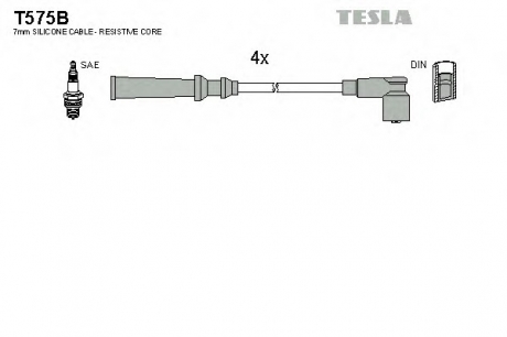 Комплект высоковольтных проводов TESLA T575B (фото 1)