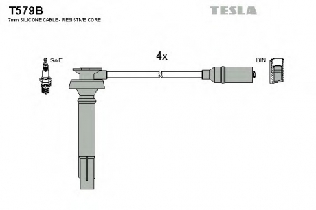 Комплект высоковольтных проводов TESLA T579B (фото 1)
