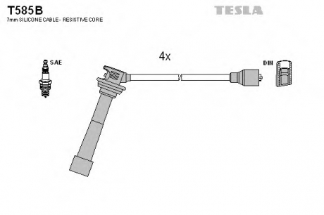 Комплект высоковольтных проводов TESLA T585B (фото 1)