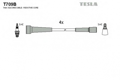 Комплект высоковольтных проводов TESLA T709B (фото 1)
