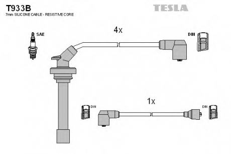 Комплект высоковольтных проводов TESLA T933B (фото 1)