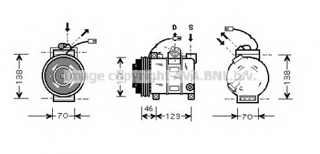 Компрессор кондиционера AUDI A6/SKODA SUPERB/VW PASSAT 1997- 2.5 TDI AVA COOLING AIAK015 (фото 1)