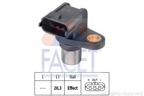 Датчик розподілвалу Opel ASTRA G,COMBO,CORSA B,CORSA C, 1.0/1.2/1.4 96- FACET 9.0346 (фото 1)