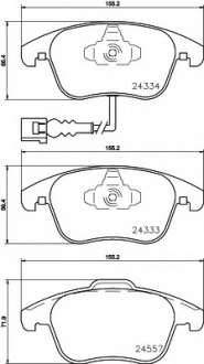 Гальмівні колодки AUDI/SEAT/VW Q3/Alhambra/Passat/Tiguan "F "09>> TEXTAR 2433401 (фото 1)