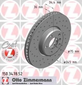 Диск тормозной ZIMMERMANN 150.3478.52 (фото 1)