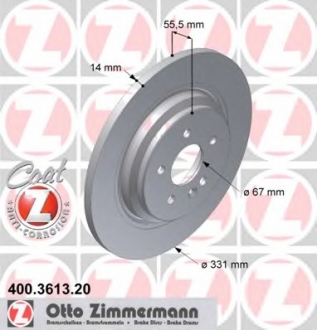 Диск гальмівний Coat Z ZIMMERMANN 400.3613.20 (фото 1)