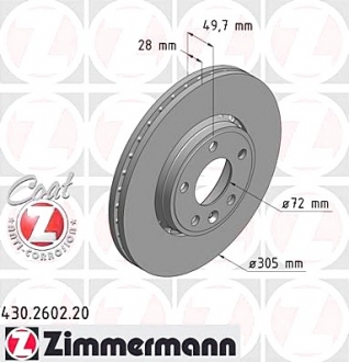 Диск гальмівний Coat Z ZIMMERMANN 430.2602.20 (фото 1)