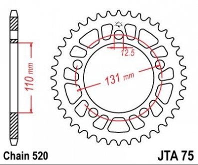 Зірка ESJOT MOTO 44зуб. BMW S1000RR JT MOTO 110-457-44 (фото 1)
