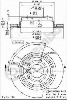 Тормозной диск BREMBO 09.6841.14 (фото 1)