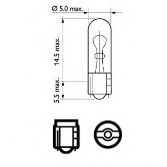 Лампа розжарювання W2W12V 2W W 2X4,6d PHILIPS 12505 CP (фото 1)